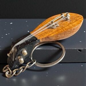 Miniature Handmade Wooden Oud Keychain or Purse Charm.